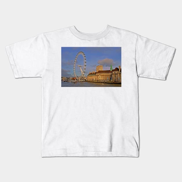 London Eye South Bank River Thames UK Kids T-Shirt by AndyEvansPhotos